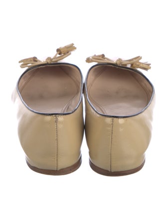 Prada Patent Leather Bow Accents Ballet Flats