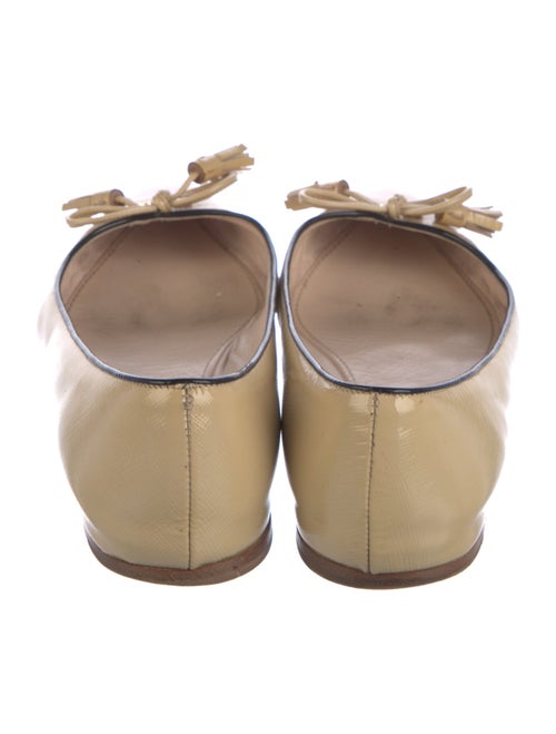 Prada Patent Leather Bow Accents Ballet Flats