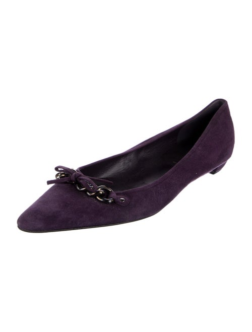 Prada Suede Chain-Link Accents Ballet Flats