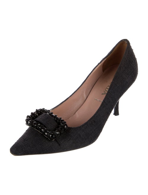 Prada Canvas Crystal Embellishments Pumps