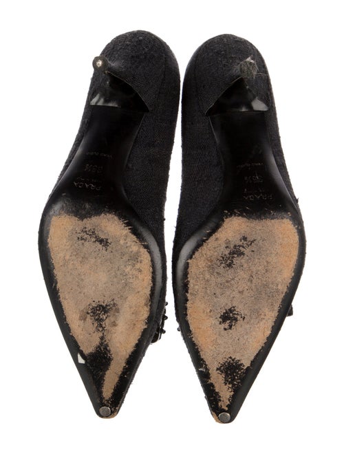 Prada Canvas Crystal Embellishments Pumps