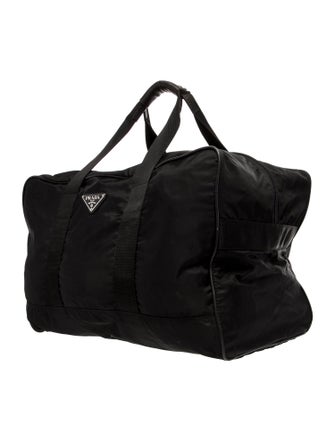 Prada Enameled Metal Triangle Weekender Bag