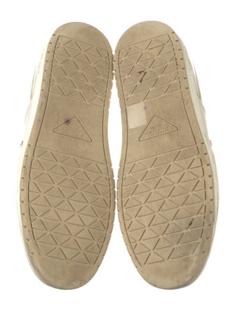 Prada Enameled Metal Triangle Leather Sneakers