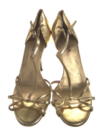 Prada Leather T-Strap Sandals