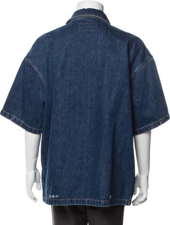 Prada 2021 Enameled Metal Triangle Denim Shirt