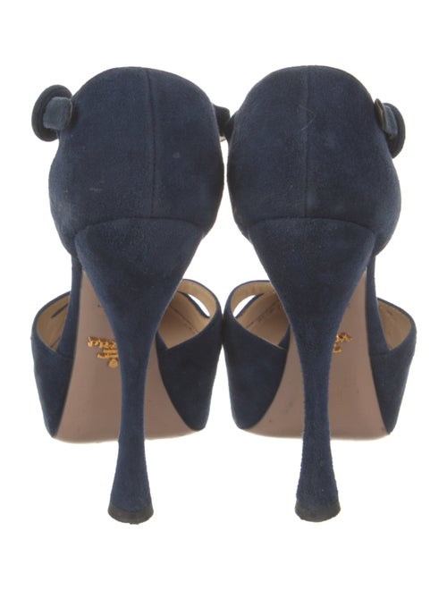 Prada Suede Cutout Accent T-Strap Pumps