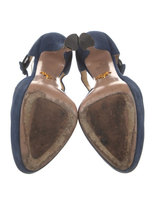 Prada Suede Cutout Accent T-Strap Pumps