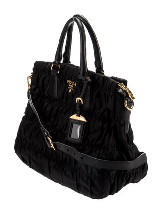 Prada Enameled Metal Triangle Top Handle Bag