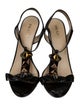 Prada Patent Leather Crystal Embellishments T-Strap Sandals