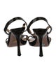 Prada Patent Leather Crystal Embellishments T-Strap Sandals