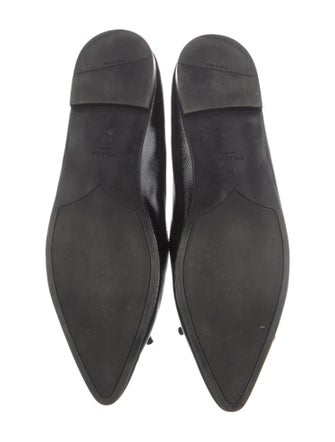 Prada Saffiano Leather Bow Accents Ballet Flats