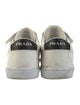 Prada Enameled Metal Triangle Leather Sneakers