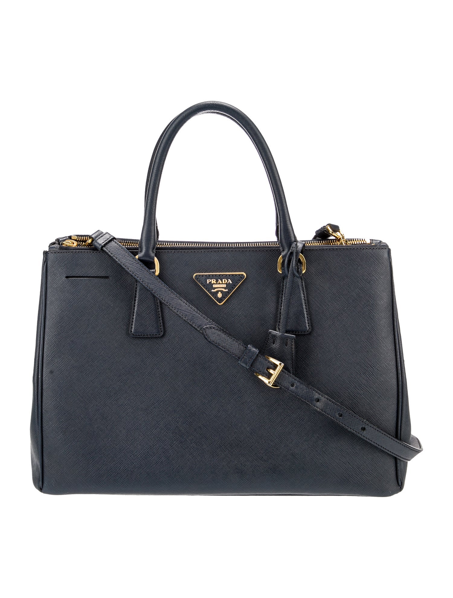 PRADA サフィアーノ Prada Saffiano Leather Galleria Double Zip Large - Blue