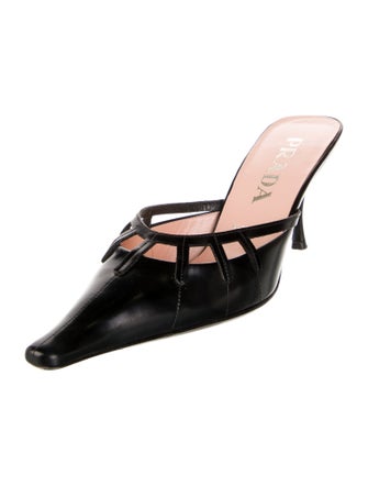 Prada Leather Mesh Accents Mules
