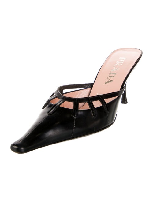 Prada Leather Mesh Accents Mules