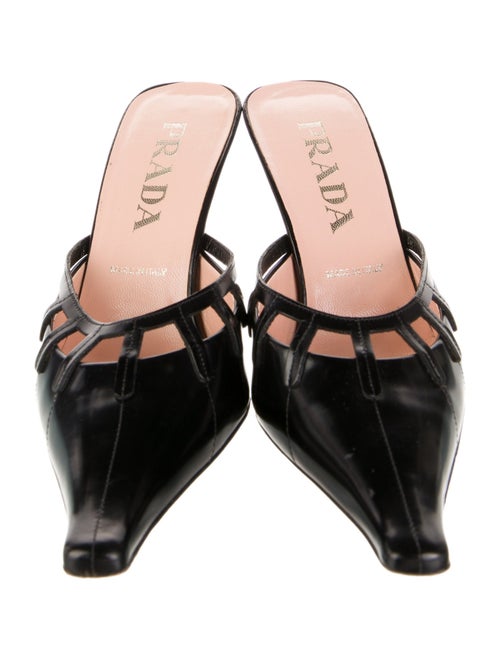 Prada Leather Mesh Accents Mules