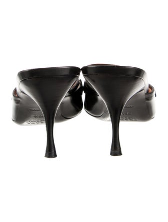 Prada Leather Mesh Accents Mules