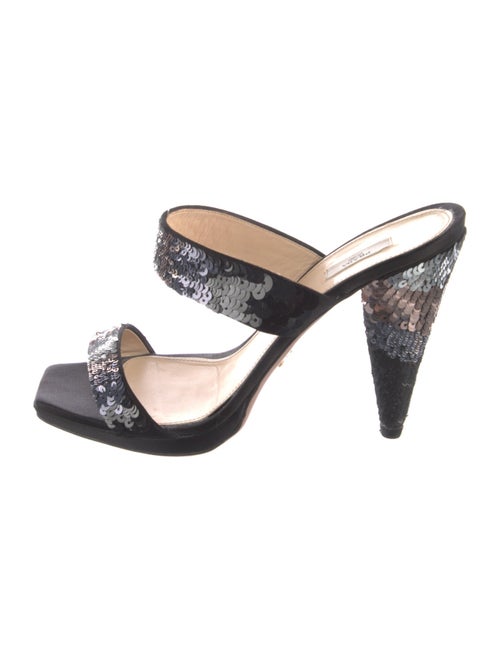 Prada Leather Sequin Embellishments Slides