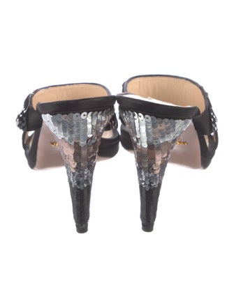 Prada Leather Sequin Embellishments Slides