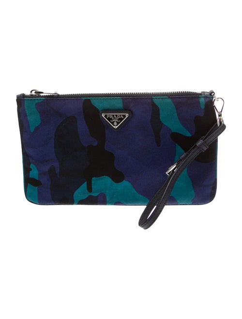 Prada Enameled Metal Triangle Stampata Camouflage