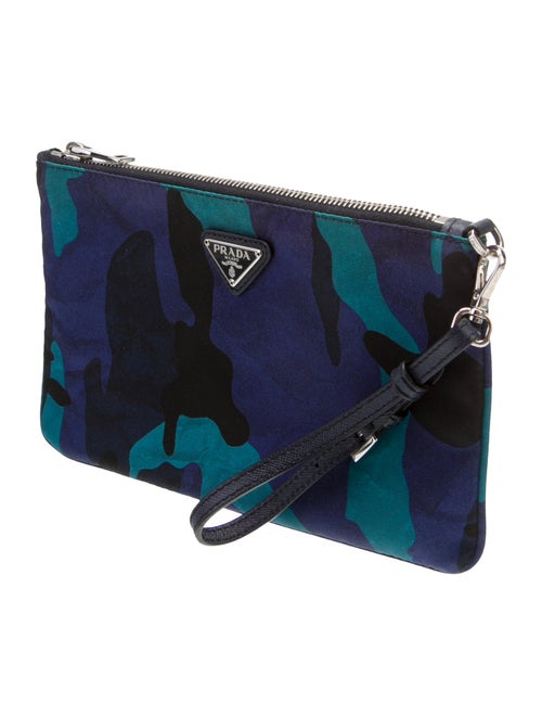 Prada Enameled Metal Triangle Stampata Camouflage