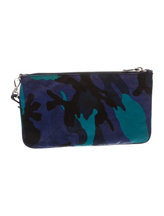 Prada Enameled Metal Triangle Stampata Camouflage