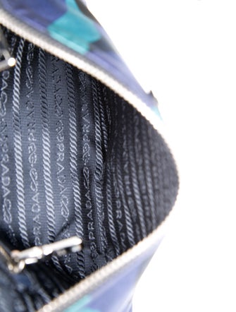 Prada Enameled Metal Triangle Stampata Camouflage