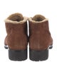 Prada Suede Fur Trim Lace-Up Boots