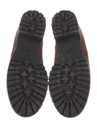 Prada Suede Fur Trim Lace-Up Boots