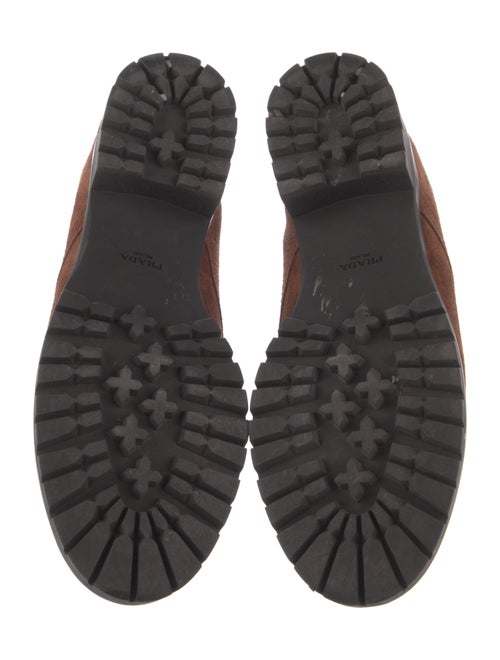 Prada Suede Fur Trim Lace-Up Boots