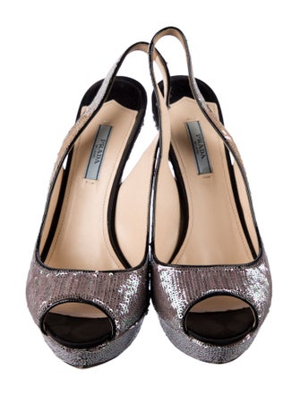 Prada Sequins Sequin Embellishments Slingback Sandals
