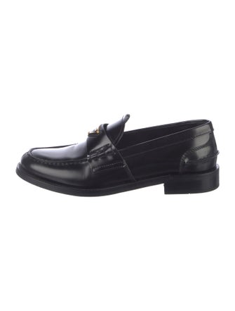 Prada Calzature Donna Enameled Metal Triangle Loafers