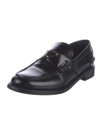 Prada Calzature Donna Enameled Metal Triangle Loafers