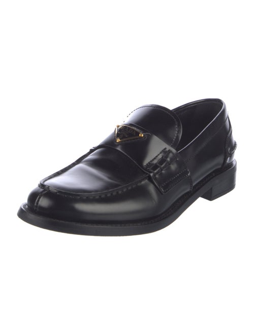 Prada Calzature Donna Enameled Metal Triangle Loafers