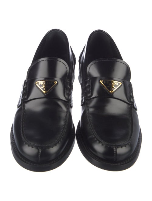 Prada Calzature Donna Enameled Metal Triangle Loafers