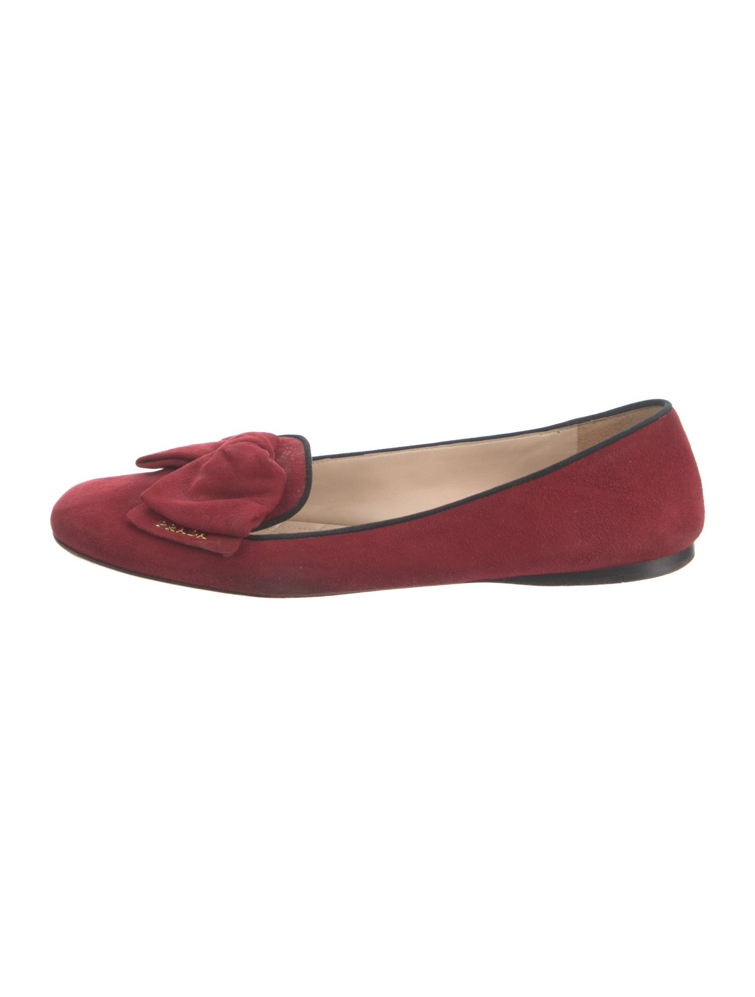Prada Signature Logo Suede Ballet Flats