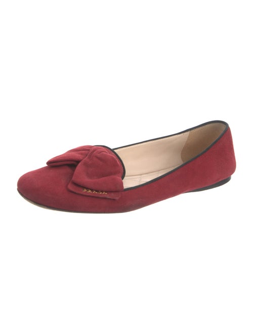 Prada Signature Logo Suede Ballet Flats