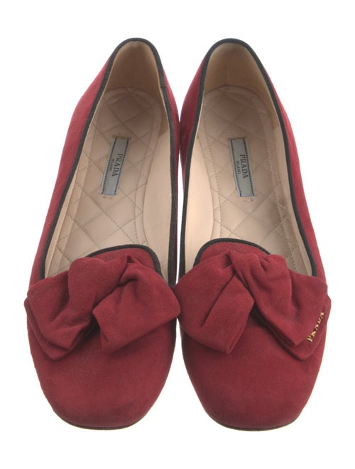 Prada Signature Logo Suede Ballet Flats