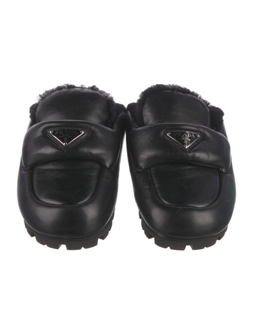 Prada Leather Fur Trim Mules