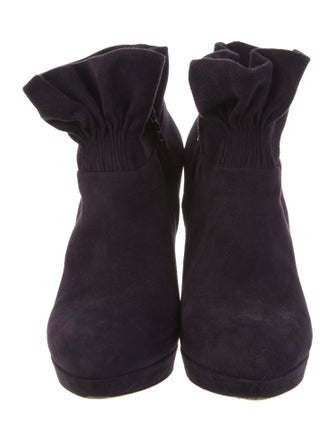 Prada Suede Ruffle Embellishment Lace-Up Boots