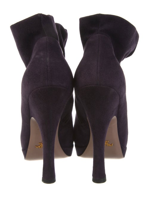 Prada Suede Ruffle Embellishment Lace-Up Boots