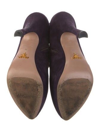 Prada Suede Ruffle Embellishment Lace-Up Boots