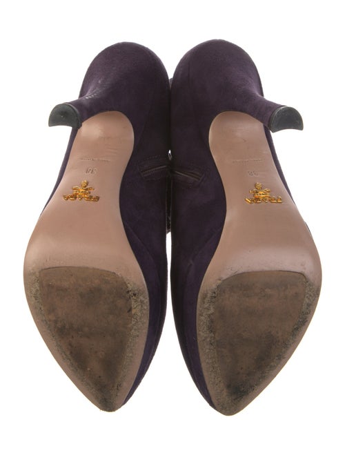 Prada Suede Ruffle Embellishment Lace-Up Boots