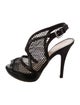 Prada Leather Mesh Accents Slingback Pumps
