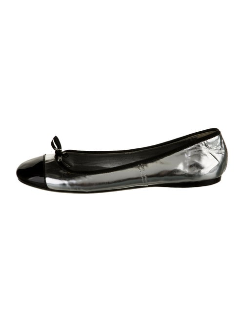 Prada Patent Leather Bow Accents Ballet Flats