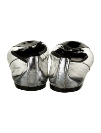 Prada Patent Leather Bow Accents Ballet Flats