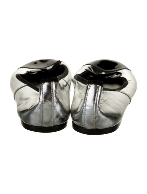 Prada Patent Leather Bow Accents Ballet Flats
