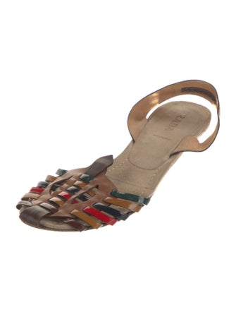 Prada Leather Printed Slingback Pumps