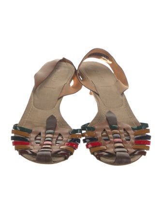 Prada Leather Printed Slingback Pumps