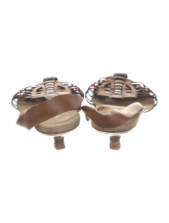 Prada Leather Printed Slingback Pumps